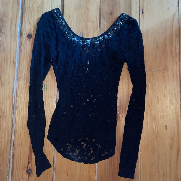 NWOT free people black lace shirt - Picture 3 of 3
